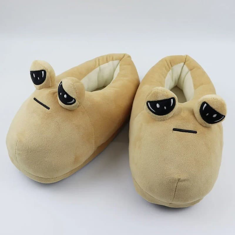 28cm Pou Cartoon E Personagens De Anime Chinelos De Pelúcia Unissex Macios Confortáveis Mulheres Homens Interiores