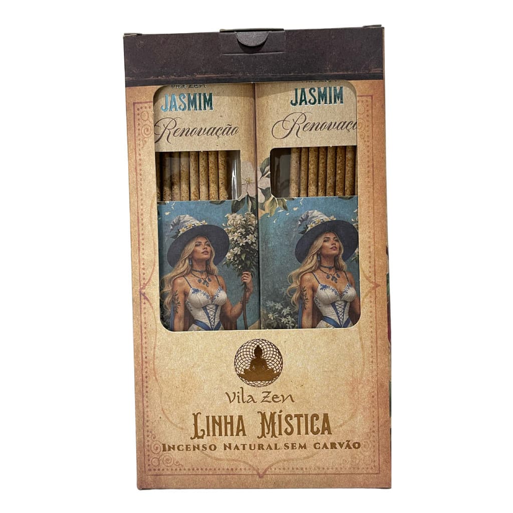 Incenso Linha Mistica 0% Carvão Jasmim  C/ 8 Varetas