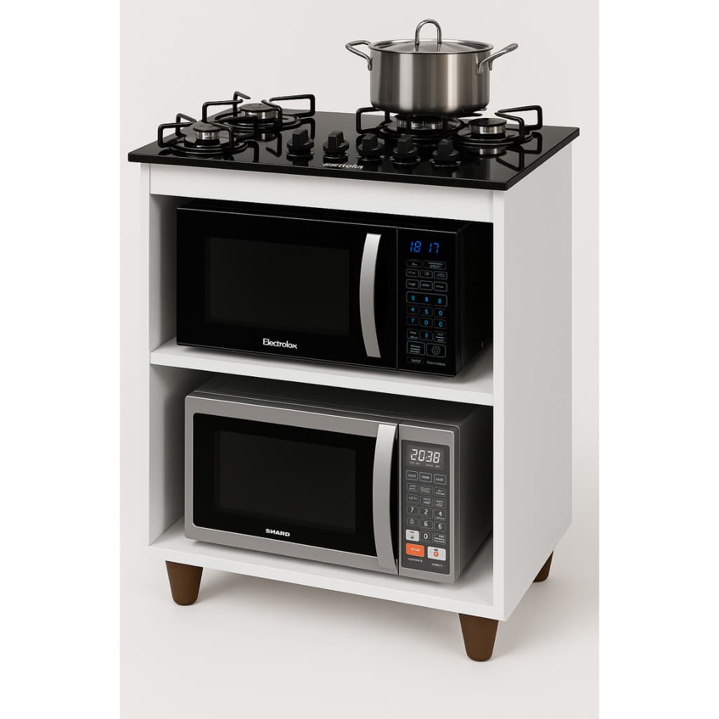 Promoção Balcão Cozinha Nicho Forno + Cooktop 5 Bocas Vidro Acendedor Automático