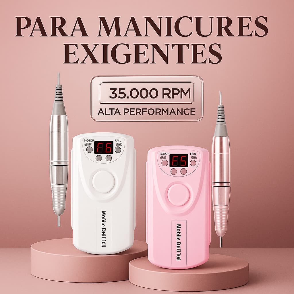 Lixadeira Portátil Motor 35.000 Rpm Unhas Elétrica Micro Profissional Sem fio