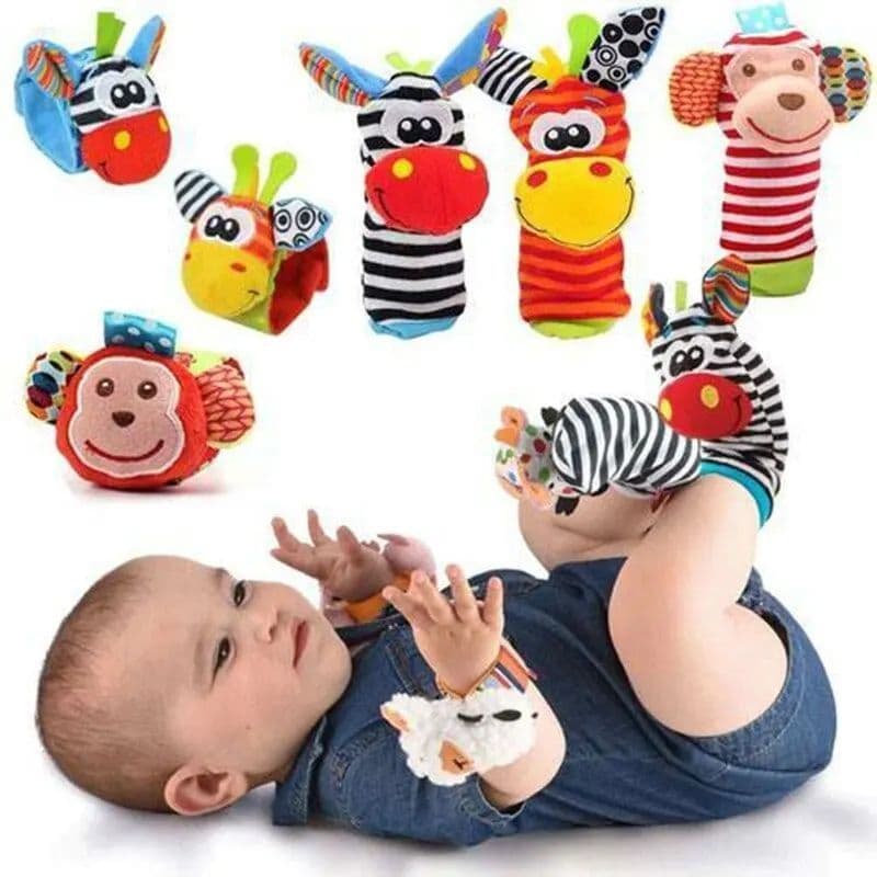 Chocalhos para Bebês de 0 a 12 Meses - Meias com Alça de Pulso + Chocalho para Pés de Bebê - Brinquedos para Bugigangas