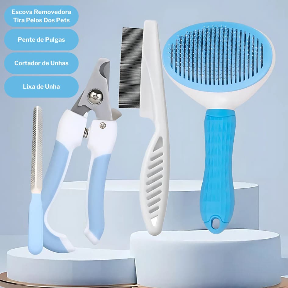 Higiene Pet Escova Removedora de Pelos Pente Anti-Pulgas Cortador Lixa de Unhas