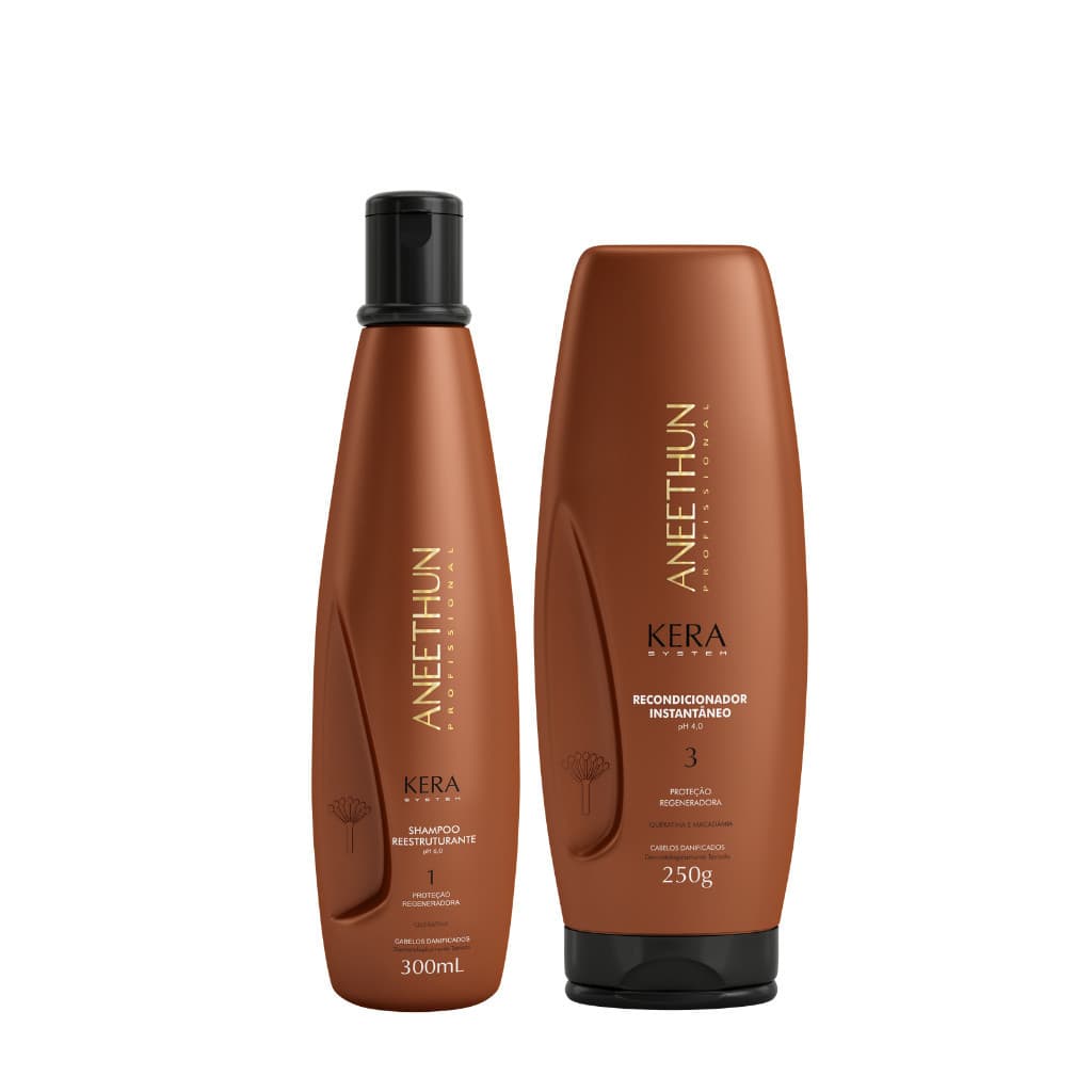 Kit Kera System Shampoo E Mascara Profissional Cabelos Danificados Proteção - Aneethun