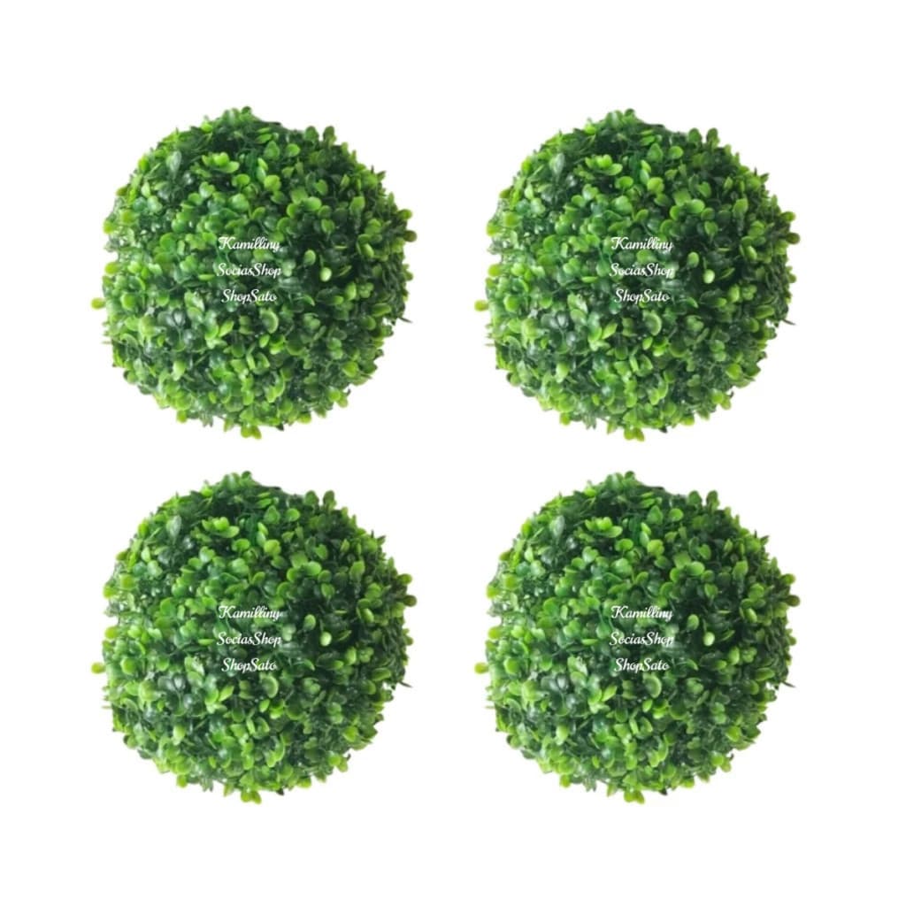 Kit 4 Bolinha Buchinho Artificial Decorativa 13cm Bola Grama Planta Artificial Decoração Topiaria Festa Aniversário