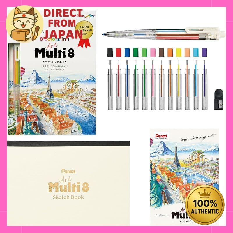 Pentel Mechanical Pencil Art Multi 8, 8 Color Leads, Comes with Replacement Lead Set, Includes Limited Edition Original