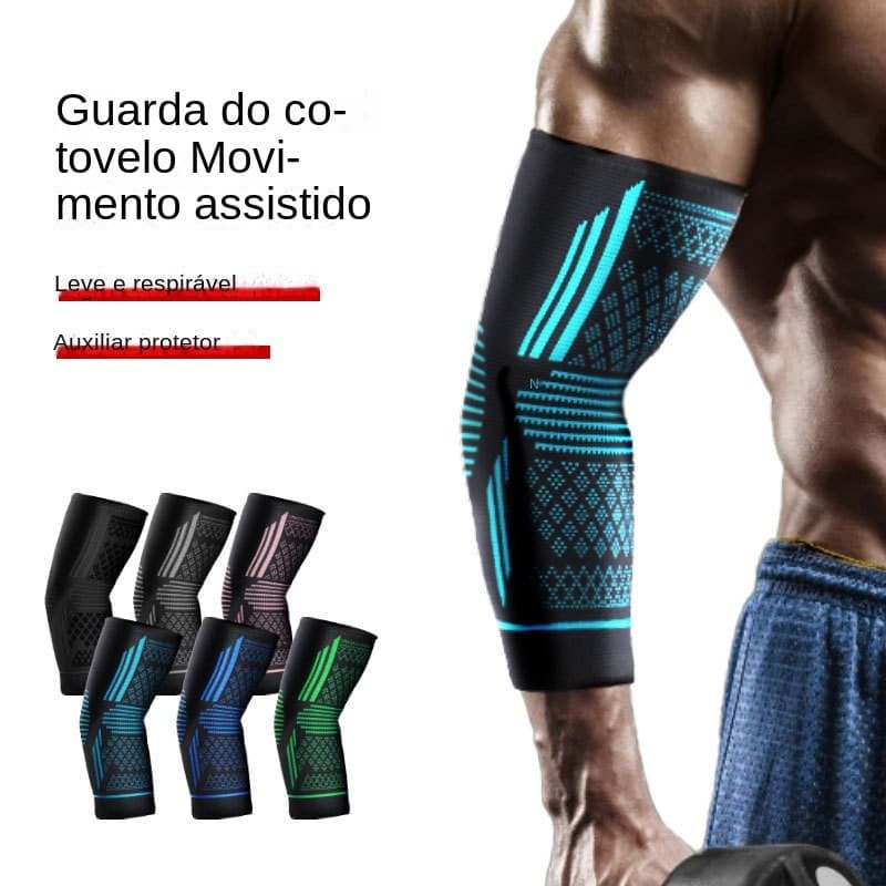 Cotoveleiras esportivas Fitness elásticas pressurizadas de malha respirável cotoveleiras de Nylon basquete Badminton tên