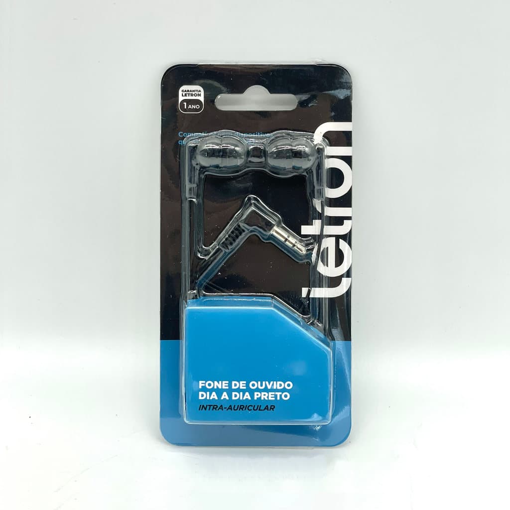 Fone de Ouvido Intra-auricular Letron Preto 🎧✨| Som Estéreo, Plug P2 Universal, Ideal para Dia a Dia