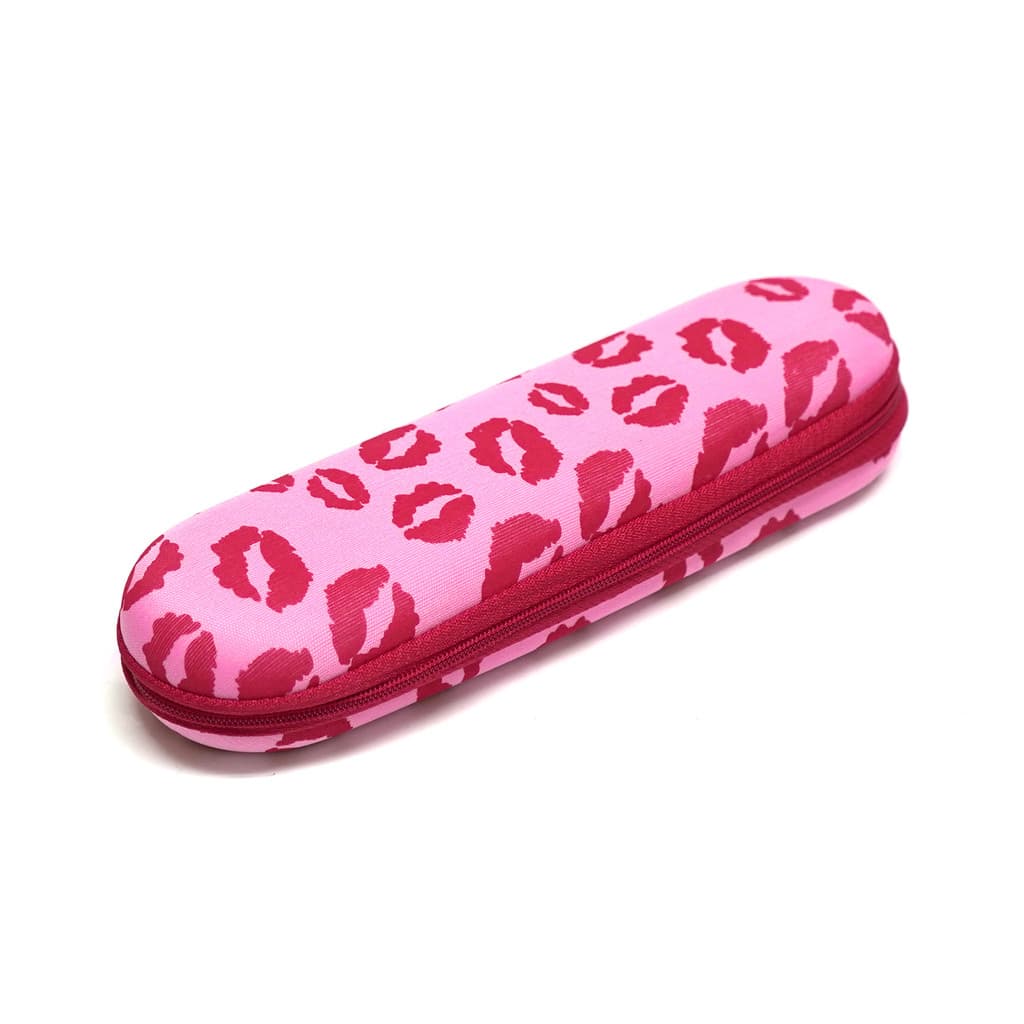 Estojo Organizador Porta Lápis Canetas Escova Talheres 23cm Roxo Preto Estampado
