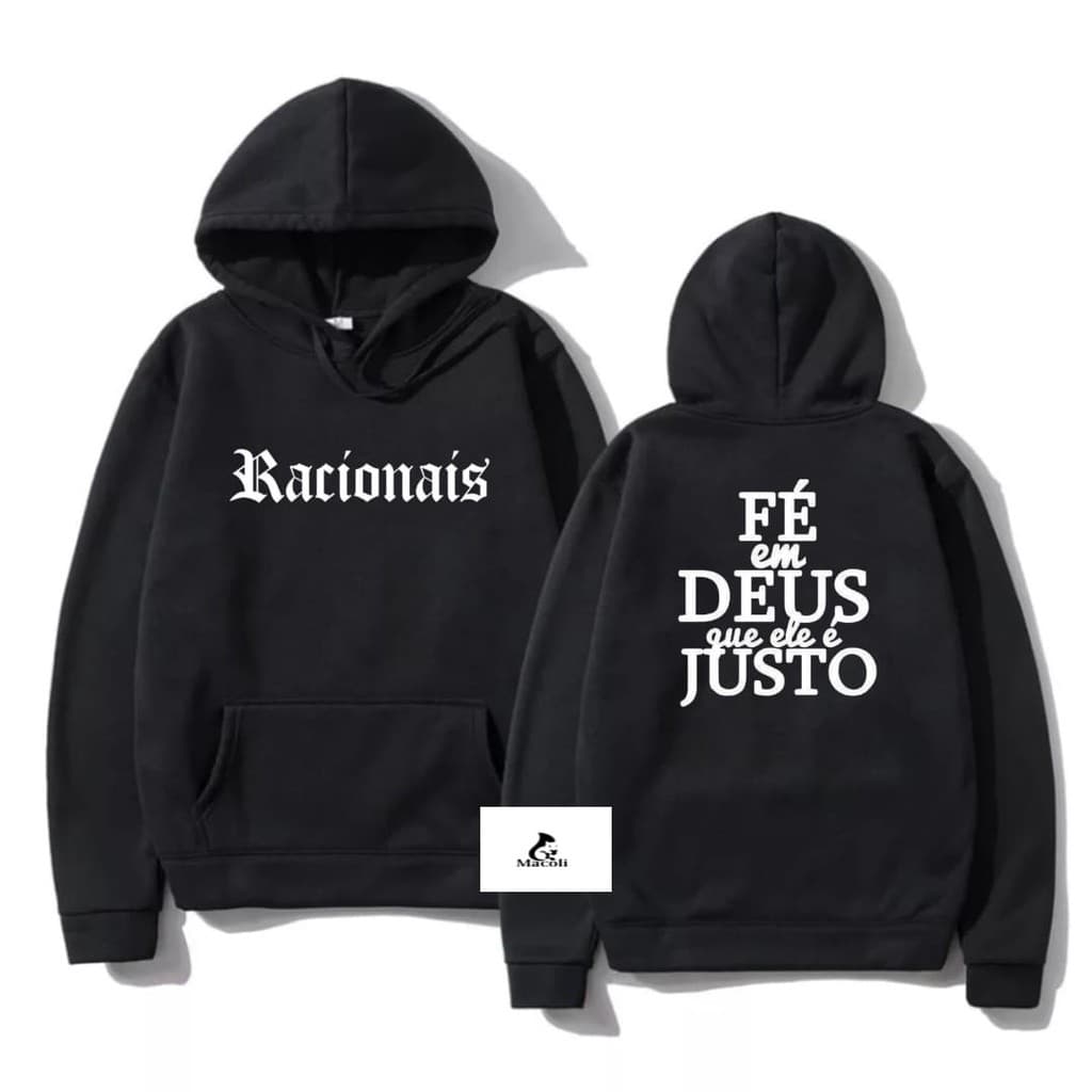 Moletom Canguru Racionais Mc's Rap Blusa de Frio Capuz e Bolso Masculino e Feminino