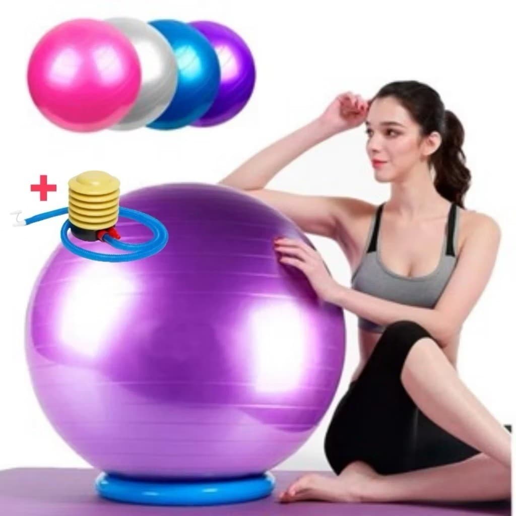 55-65cm Sports Yoga Pilates Fitness Ball com bomba grátis cor enviada aleatoriamente