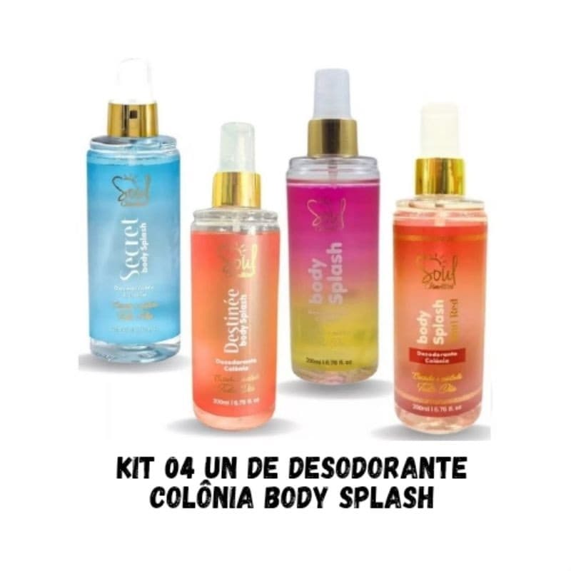 Kit 4 UN - Desodorantes Colônia BodySplash By Virginia SoulCosméticos (Paradoxy+Red+Secret+Destinee)