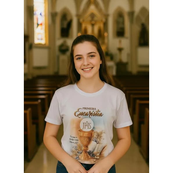 Camisa Branca  Personalizada Eucaristia
