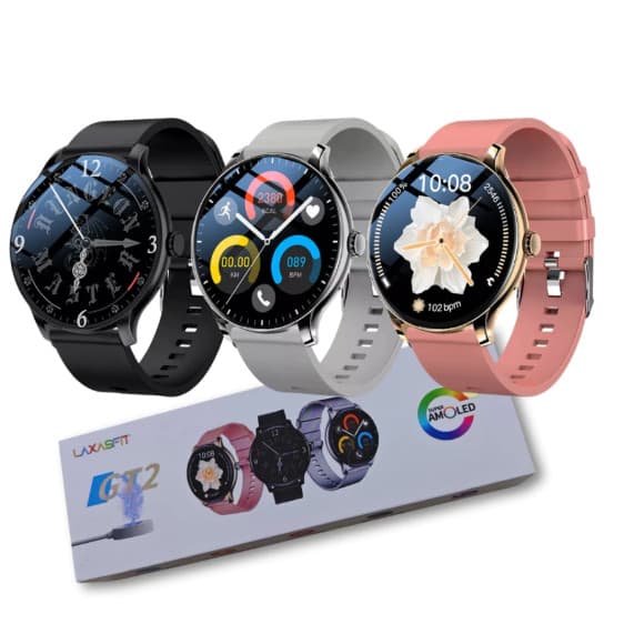 Oferta Top Smartwatch Laxasfit GT2 - Tela AMOLED Alta Definição - Faz Chamadas Bluetooth NFC Monitor de Saúde IP67 24h