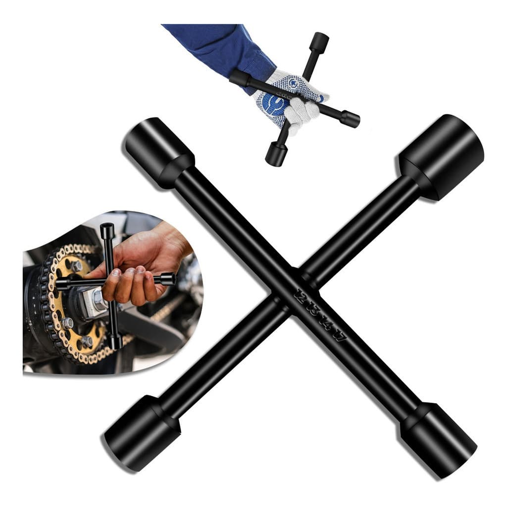 Chave de Roda Cruz Ferramenta Profissional Aço Alta Qualidade Bocas 12 13 14 17mm