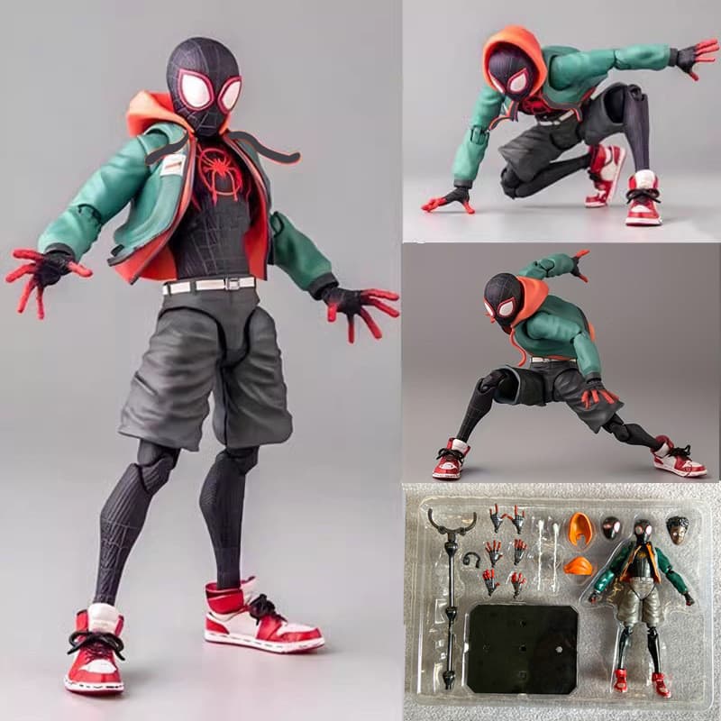 SHFiguarts Miles Morales de "Homem-Aranha: No Universo Aranha," figura móvel original da Bandai, vem com acessórios e ef