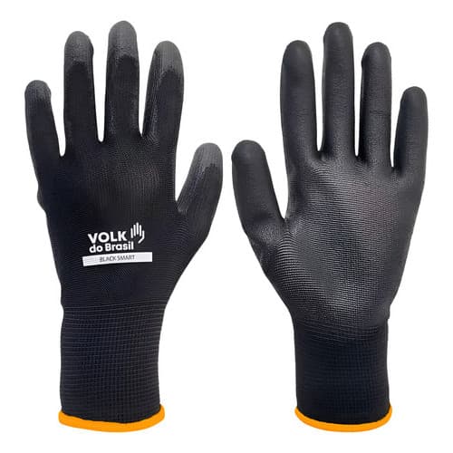 Luva De Segurança Tátil Black Smart 12 Pares Volk Laranja
