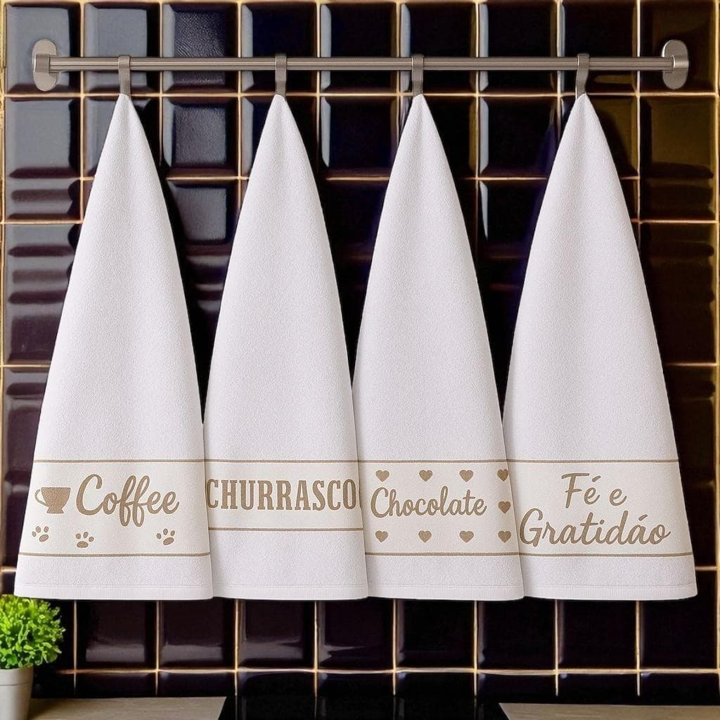 Kit 10 Panos de Prato Copa Premium 40x65 Jacquard Atoalhado Toalha De Cozinha