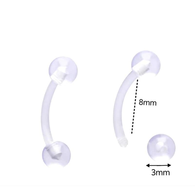 Piercing Sobrancelha Transparente Silicone Flexíveis Curvado Bananinha