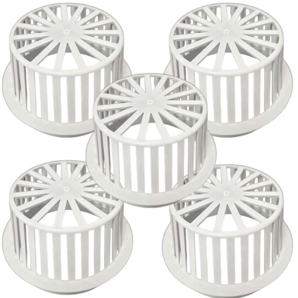 Kit 5 Abacaxi Ralo Anti Entupimento 150mm Plástico Branco para Calhas