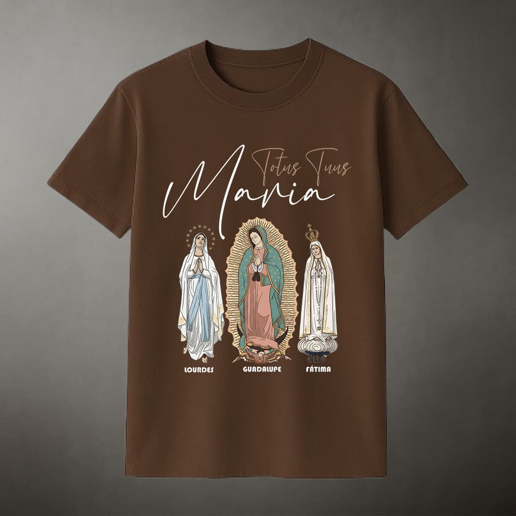 Camiseta Básica Feminina Totus Tuus Maria Moda Religiosa Blusa Masculina Nossa Senhora Lançamento