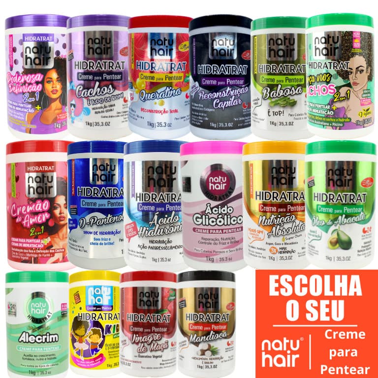 Creme para Pentear NatuHair 1KG  Hidratação + Definição + Antifrizz | Cachos, Crespos e Ondulados