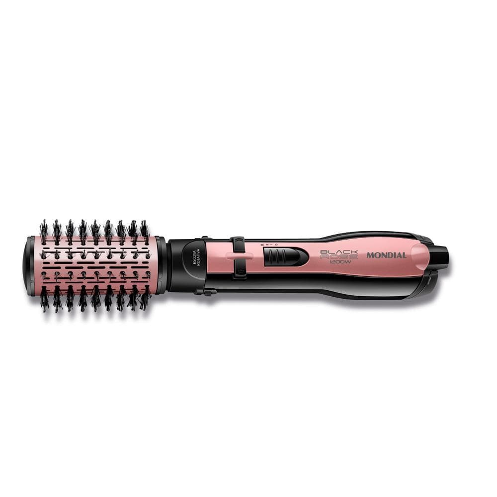Escova Rotativa Mondial ER10 Black Rose Line 5 em 1 Seca, Alisa e Modela 1200W Cor Preto/Rosé 127V