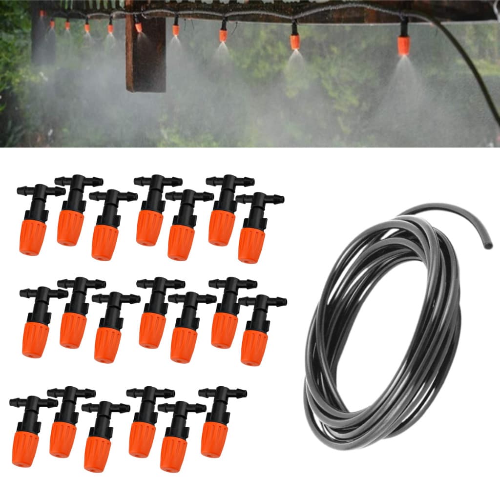 Kit 20 Bico Nebulizador Aspersor Irrigação + 20 Metros de Mangueira