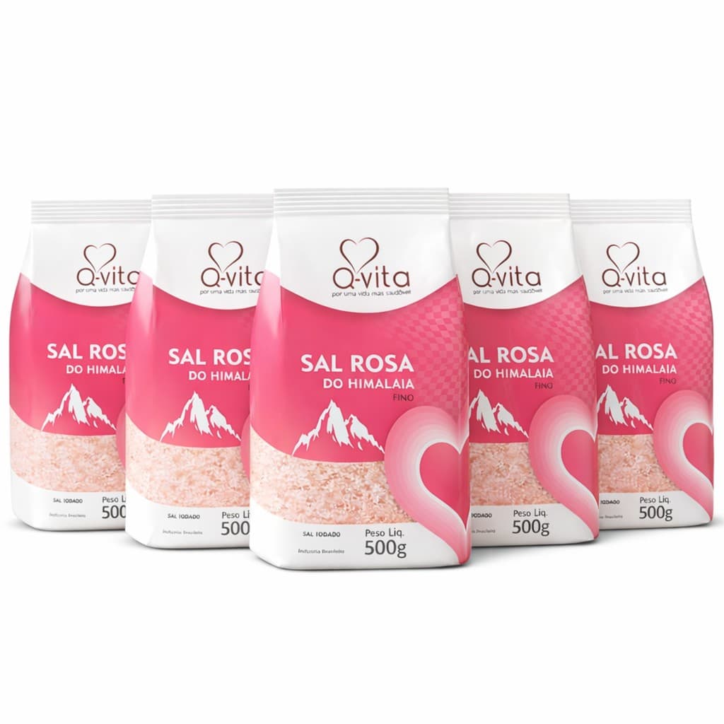 Kit 5 Sal Rosa do Himalaia Fino Q-VITA 500g
