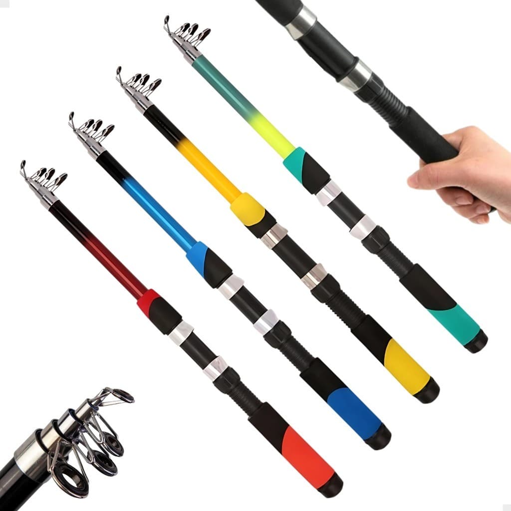 Kit 4 Varas Pesca 1,70m Barata Fibra de Vidro Para Molinete Telescópica Resistente Pescaria