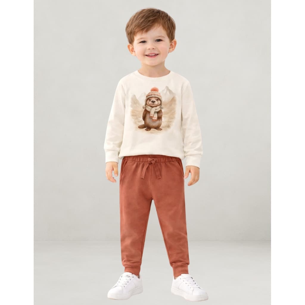 Conjunto Infantil Menino Inverno Camiseta Meia Malha e Calça De Moletom Milon 2001525