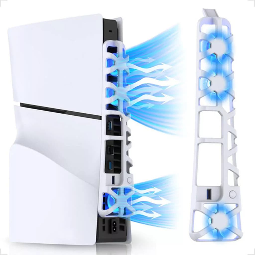 Cooler Ventilador Play 5 SLIM Externo 3 Para Ps5 Slim Resfriamento Fan Usb Led Dobe BRANCO