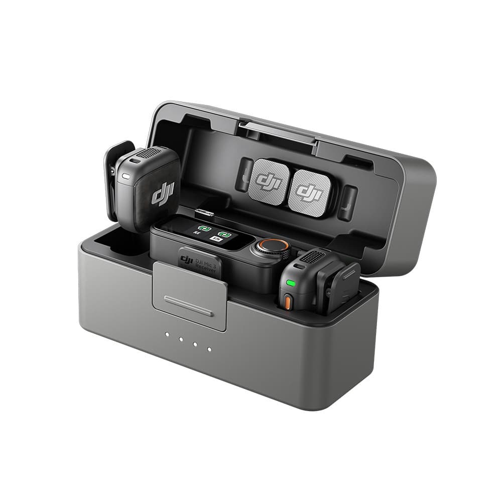 Microfone DJI Mic 3 (2 TX Microfone + 1 RX Receptor + 1 Case de carregamento) BR - DJI138