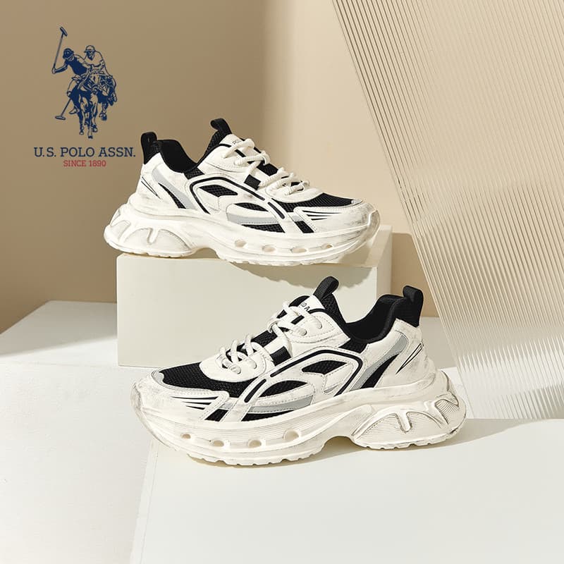 USPA American Polo Association Sapatos Casuais Genuínos Masculinos Outono Respirável Esportes Papai Sapatos Jovens Sapat