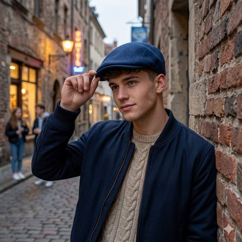 Boina Masculina Lisa Acolchoada Luxo Estilo Europeu Lã