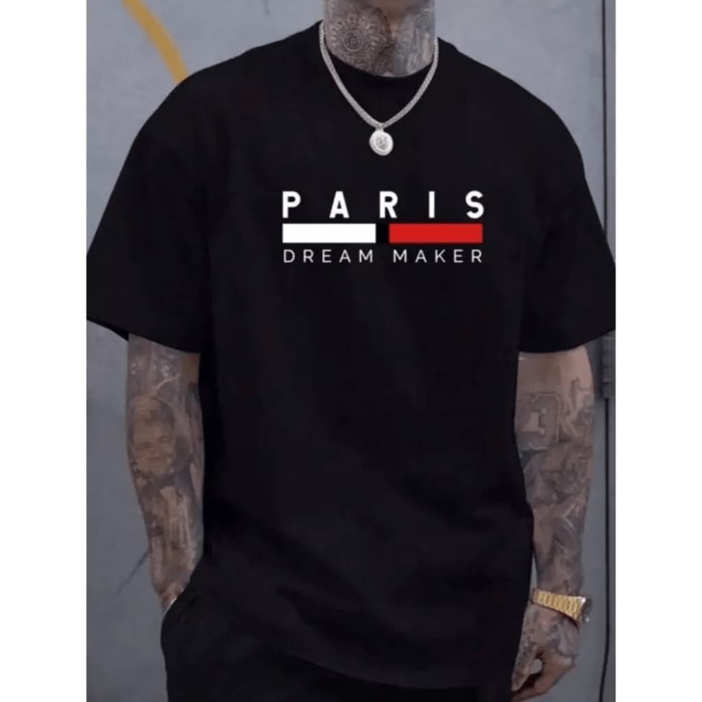 Camisa Premium Unissex Camiseta Premium Masculina Paris StreetWear Básica 100% Algodão Malha 30.1