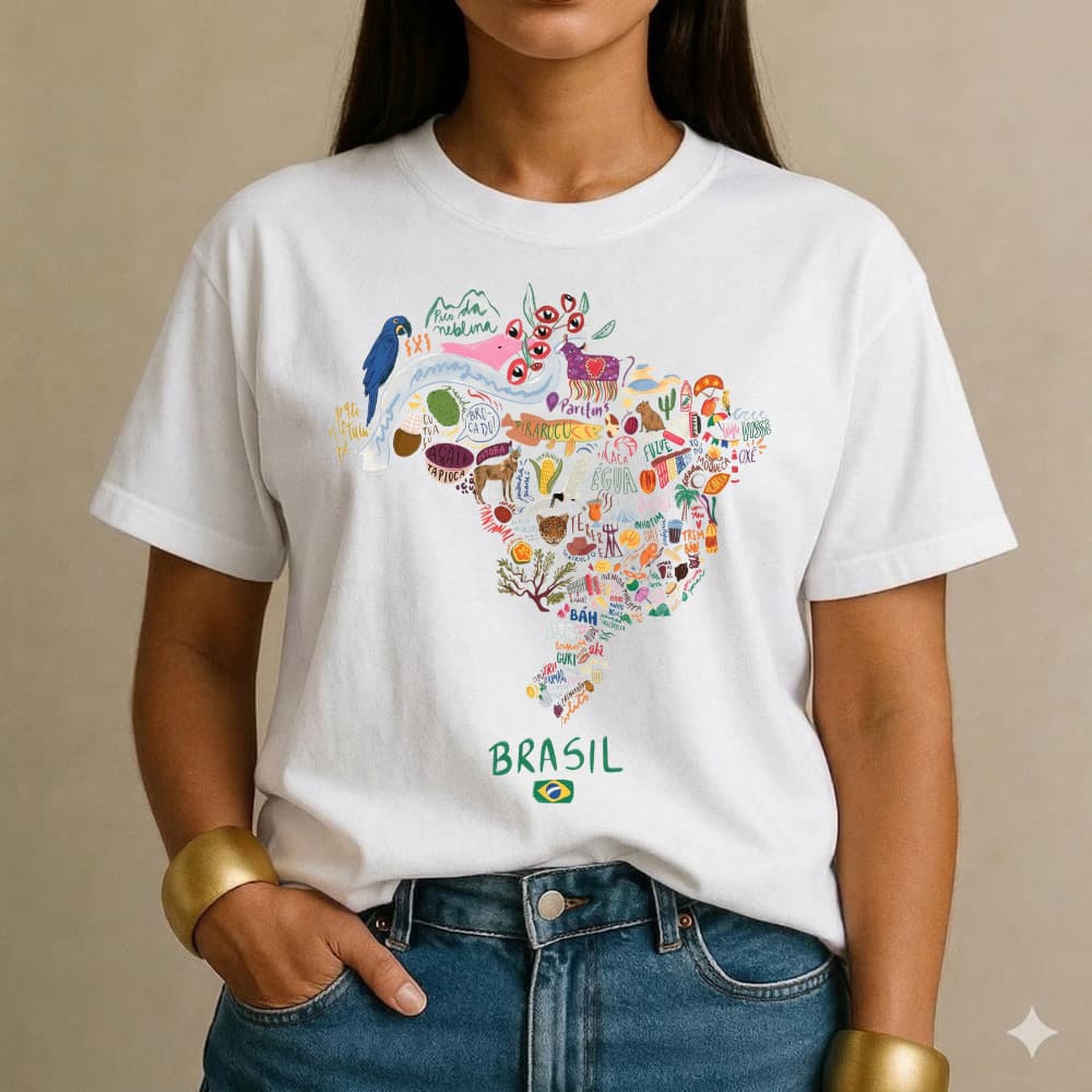 Camiseta T-Shirt Unissex Brasil para comemorar copa Brasileiro Algodão