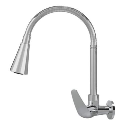 Torneira Inox Gourmet Flexível para Cozinha com Bica Móvel, 1/4 de Volta, Dois Jatos e Alta Pressão