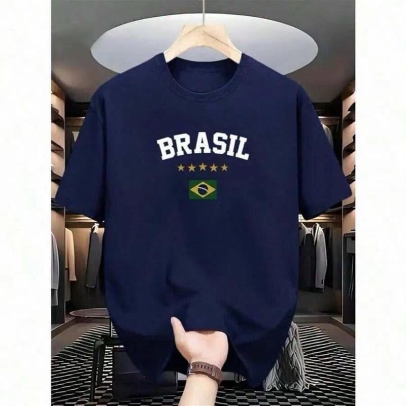 Camiseta 100% Algodão Estampada Copa do Brasil Torcedor Moda Masculina Estilosa