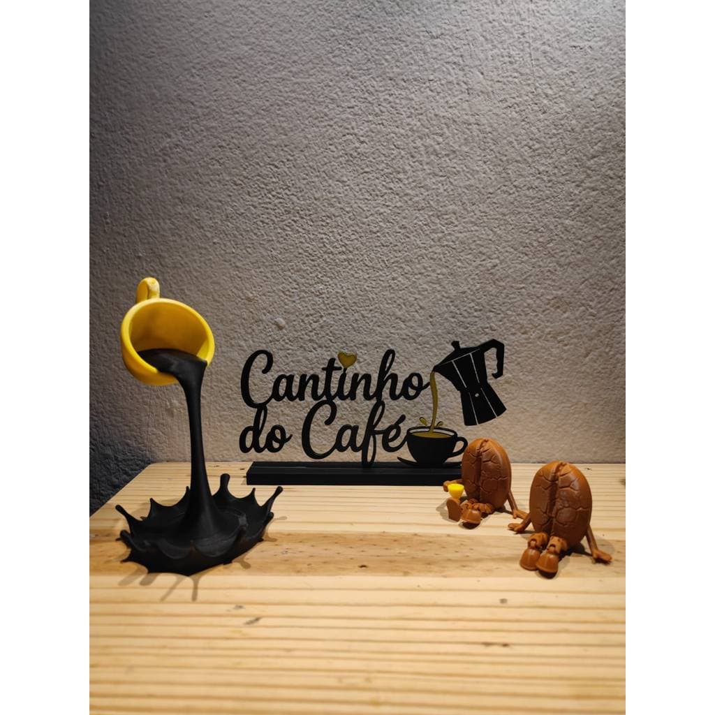 Cantinho do café l xícara flutuante l Grãos de café