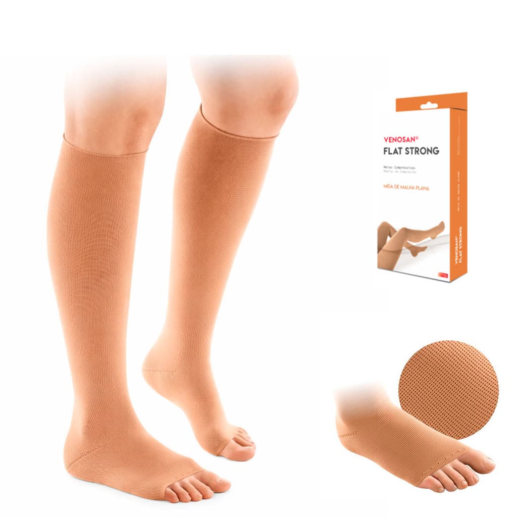 Meia Alta Compress 30-40 Malha Plana Flat Strong 3/4 Venosan