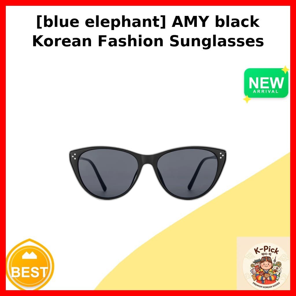 [Elefante Azul] Óculos De Sol Pretos Da Moda Coreana AMY/Coreanos/Armação Olho De Gato/100 % Genuíno Por k_pick