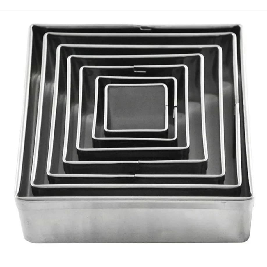 Jogo de Aro Cortador Quadrado para Massas Biscoito com 7 peças Inox