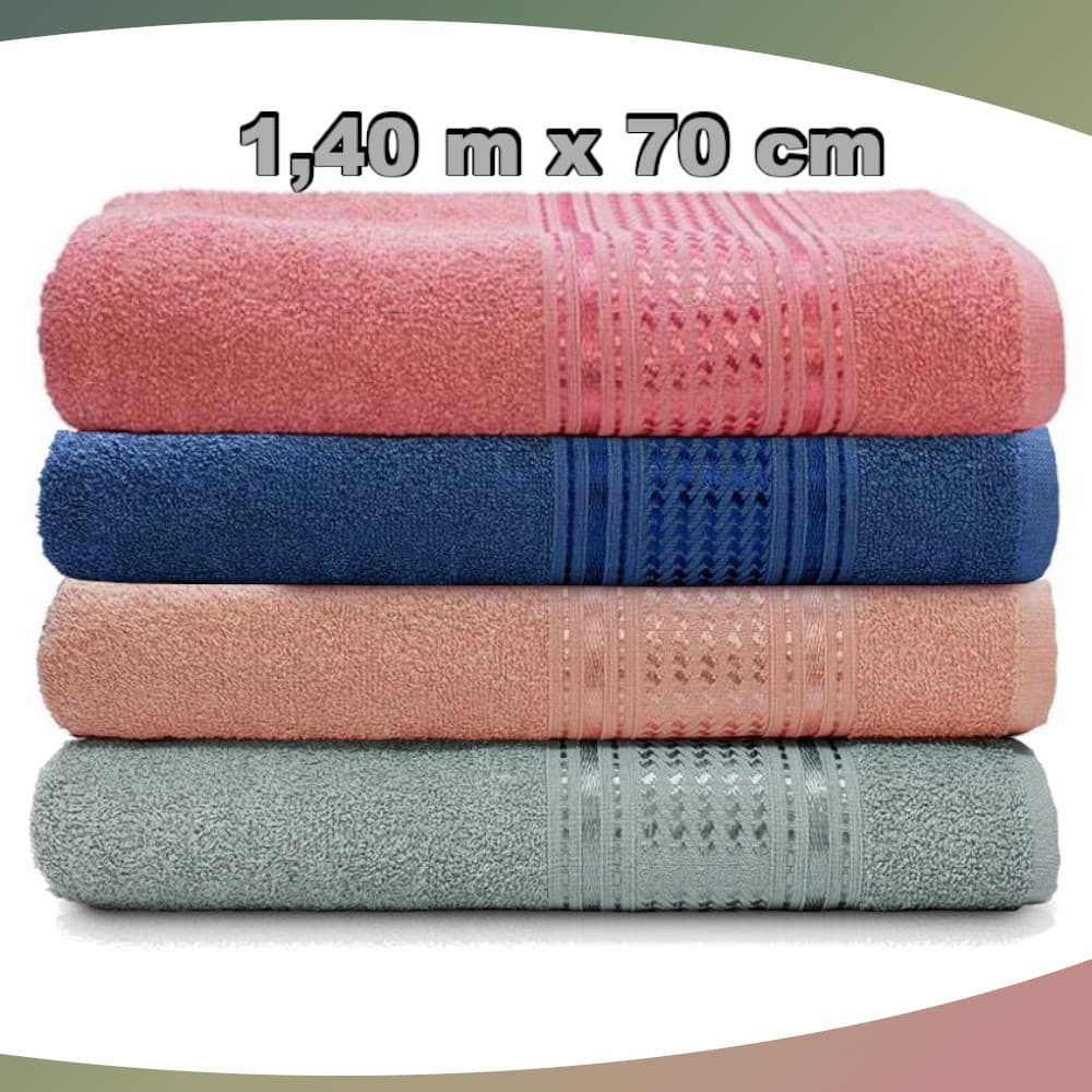 Kit com 4 Toalhas Banho 1,40 m x 70 cm Conforto ao Secar 99% Algodão e 1% Viscose