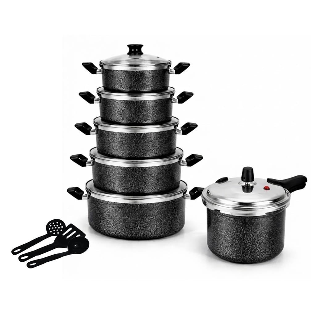 Jogo de Panelas Caçarola 5 Peças + Panela de Pressão Fechamento Externo 4,5L