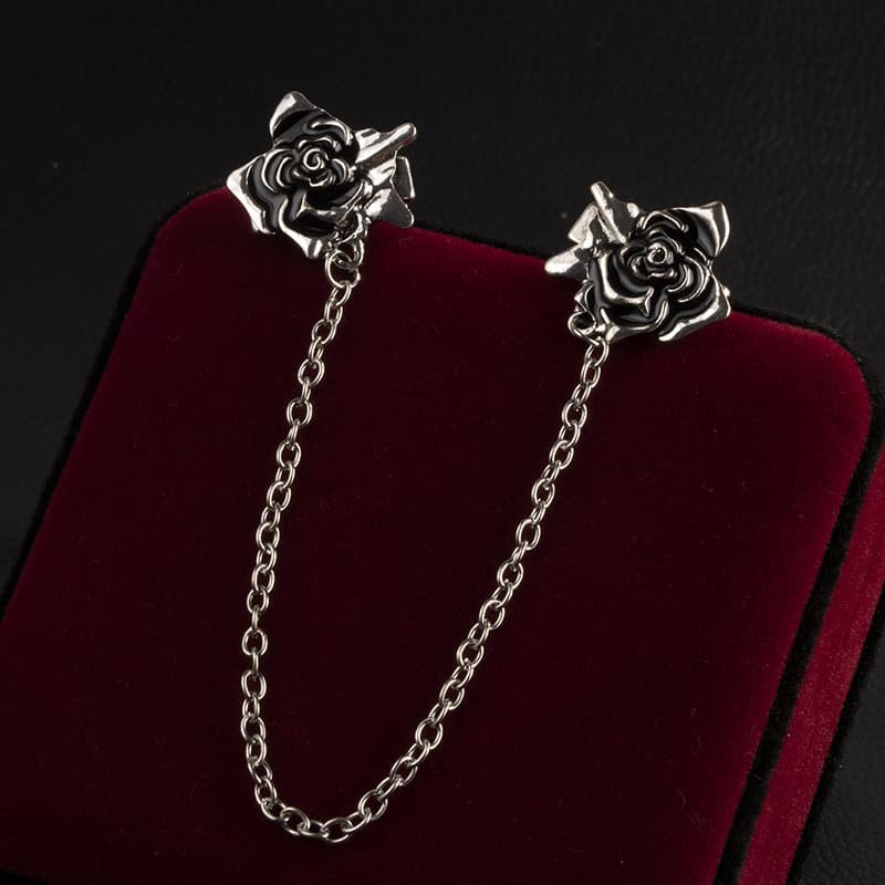 Moda Broche Gotejamento Óleo Rosa Colar Clipe Camisa Corrente Terno Masculino E Feminino Acessórios De Decote