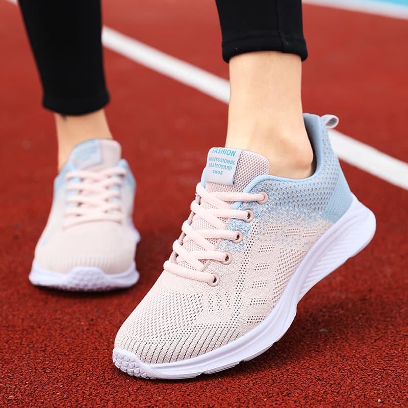 Sapatos femininos 2025 novo estilo verão malha respirável tênis feminino leve absorção de choque tênis de malha de corri