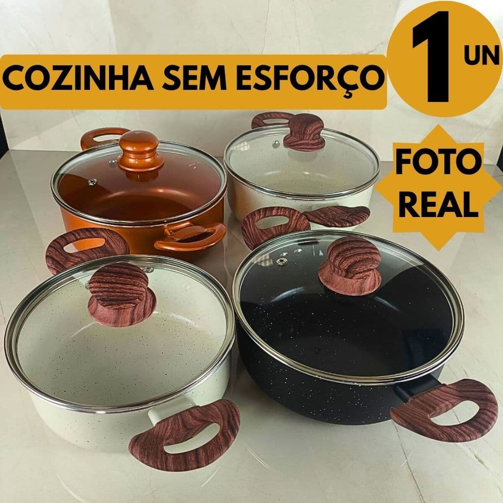 Caçarola 20 Cm e 18 Cm Antiaderente Com Indução Para Cozinha Casa Não Gruda Fácil Limpeza Uso Diário