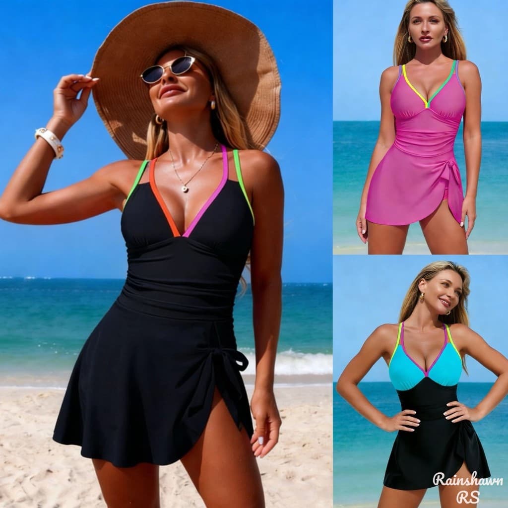 LS|Maiô de Uma Peça Senhoras Vestido Praia Tankini Moda Praia Maio Natação Maio Roupa De Praia Maio Feminino Praia