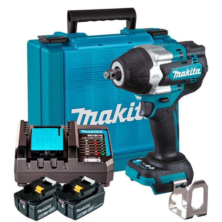 Chave de Impacto 1/2" a Bateria 18V LXT Makita DTW700Z + Kit Energia 2 Baterias 5Ah + Carregador + Maleta KITMAK1850B