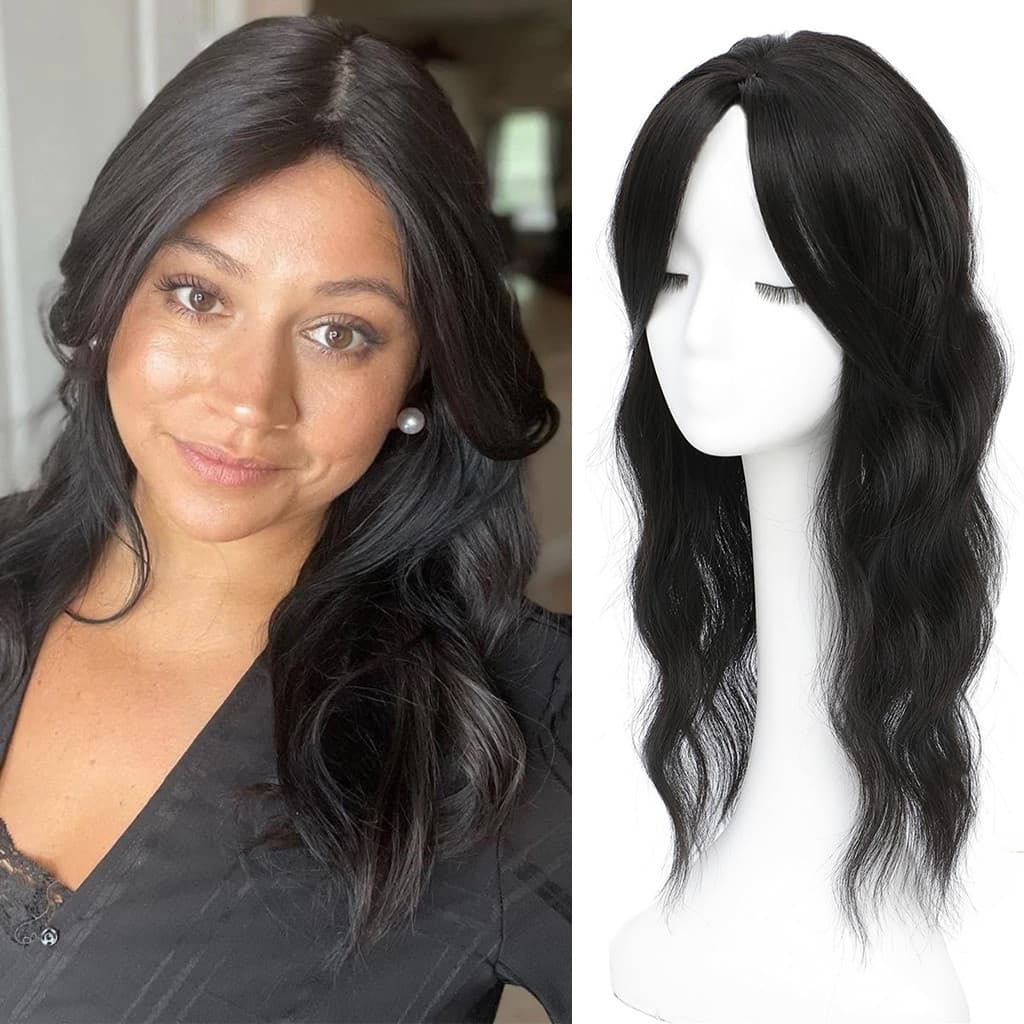 Toppers De Cabelo 60cm Para Cabelos De Fibra Orgânica Feminina Cobertura Base Grande Desbaste Ou Queda Sem Faixas Peças
